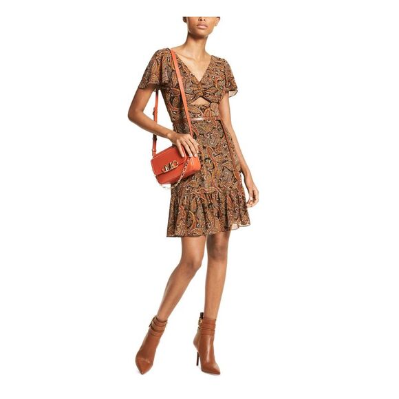 MICHAEL MICHAEL KORS Dresses & Skirts - MICHAEL MICHAEL KORS Womens Black Lined Flutter Sleeve Short Fit + Flare Dress 4
